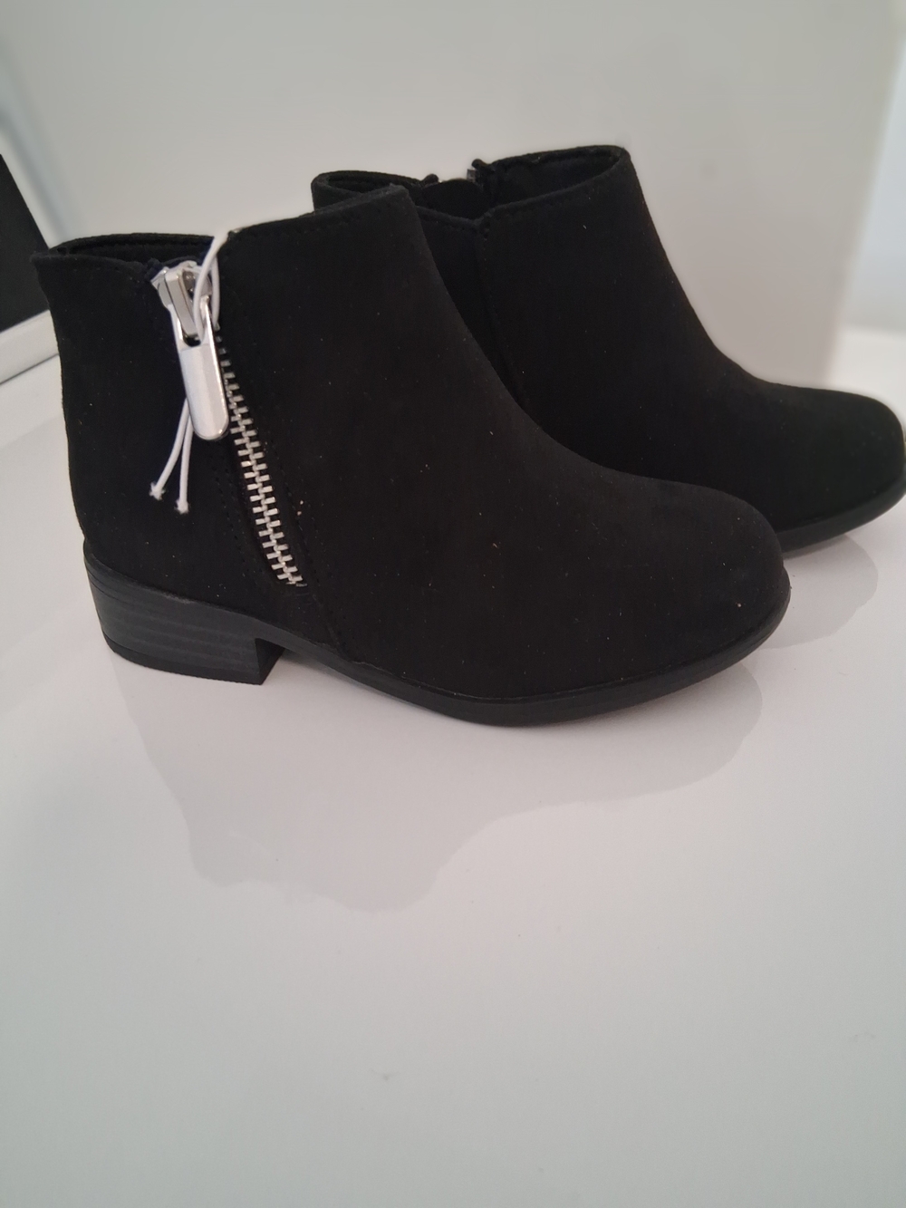 jumping beans Black Suede-Look Ankle Booties with Side Zip Size 8